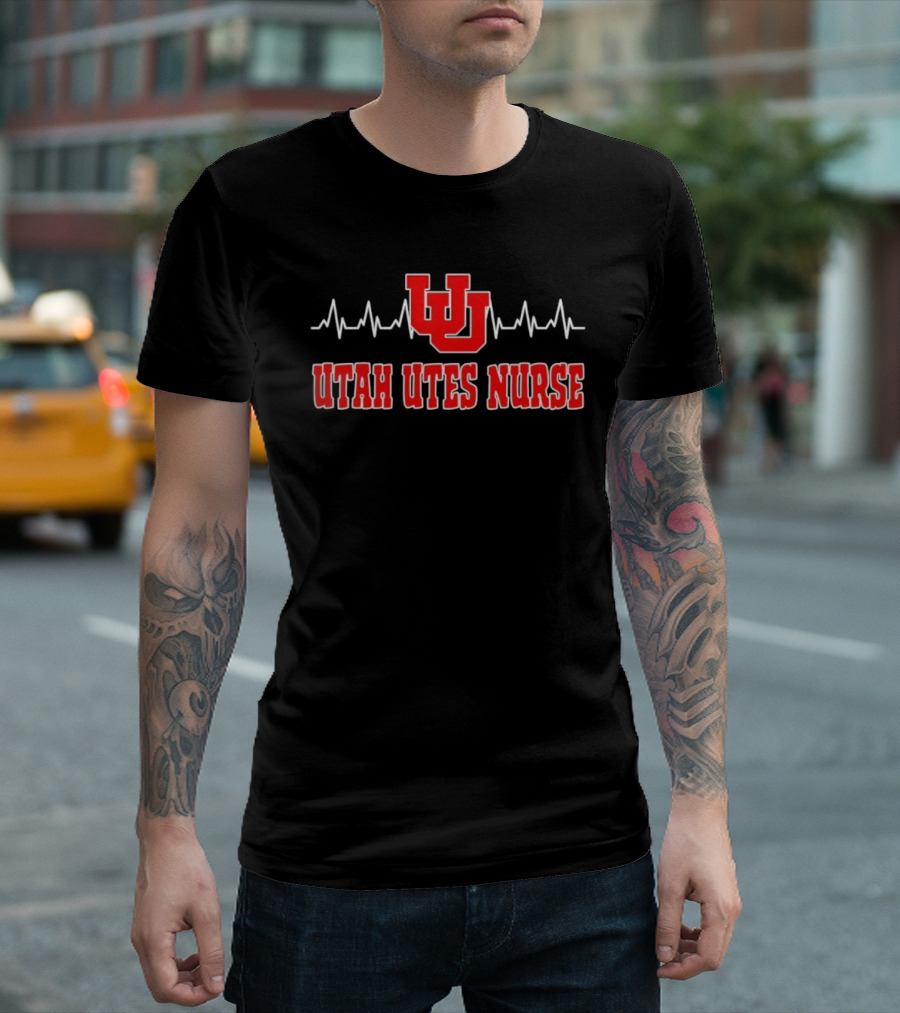 Utah Utes Nurse Heartbeat Medical College Sports Team Spirit T-Shirt