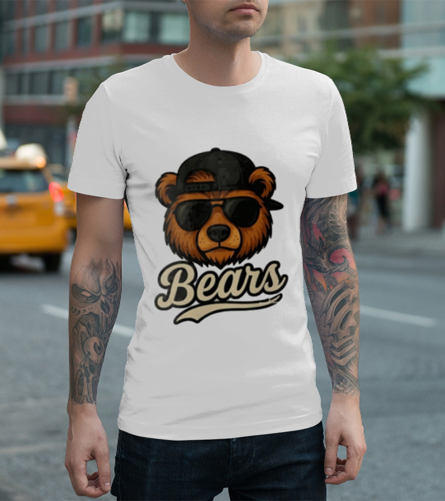 Chicago Bears Cool Bear In Sunglasses And Cap T-Shirt