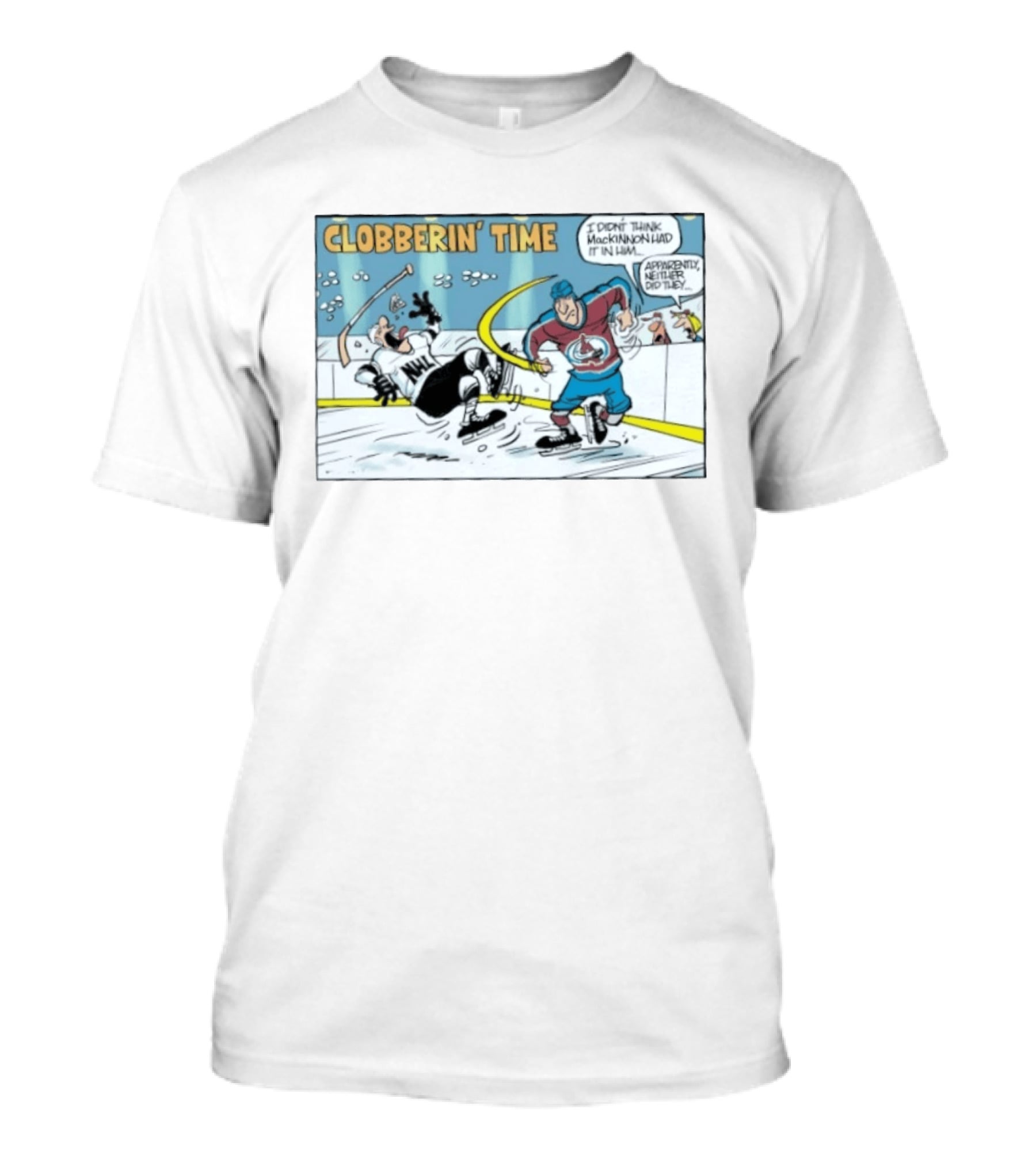 Clobberin Time Nathan MacKinnon Colorado Avalanche Cartoon T-Shirt