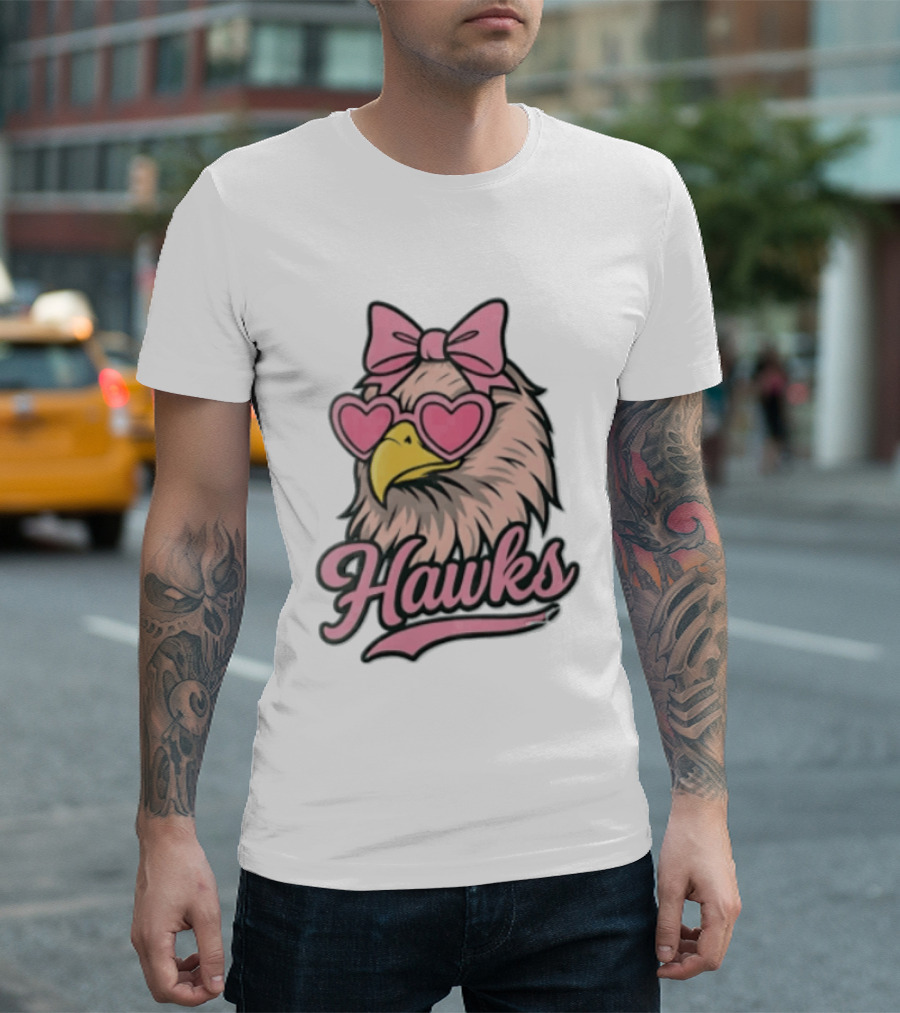 Hawks Eagle Pink Bow Heart Glasses T-Shirt