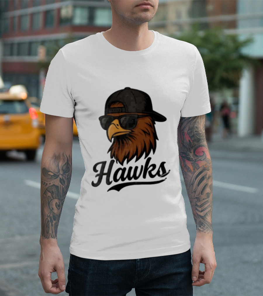 Hawks Eagle Wearing Sunglasses And Baseball Cap T-Shirt