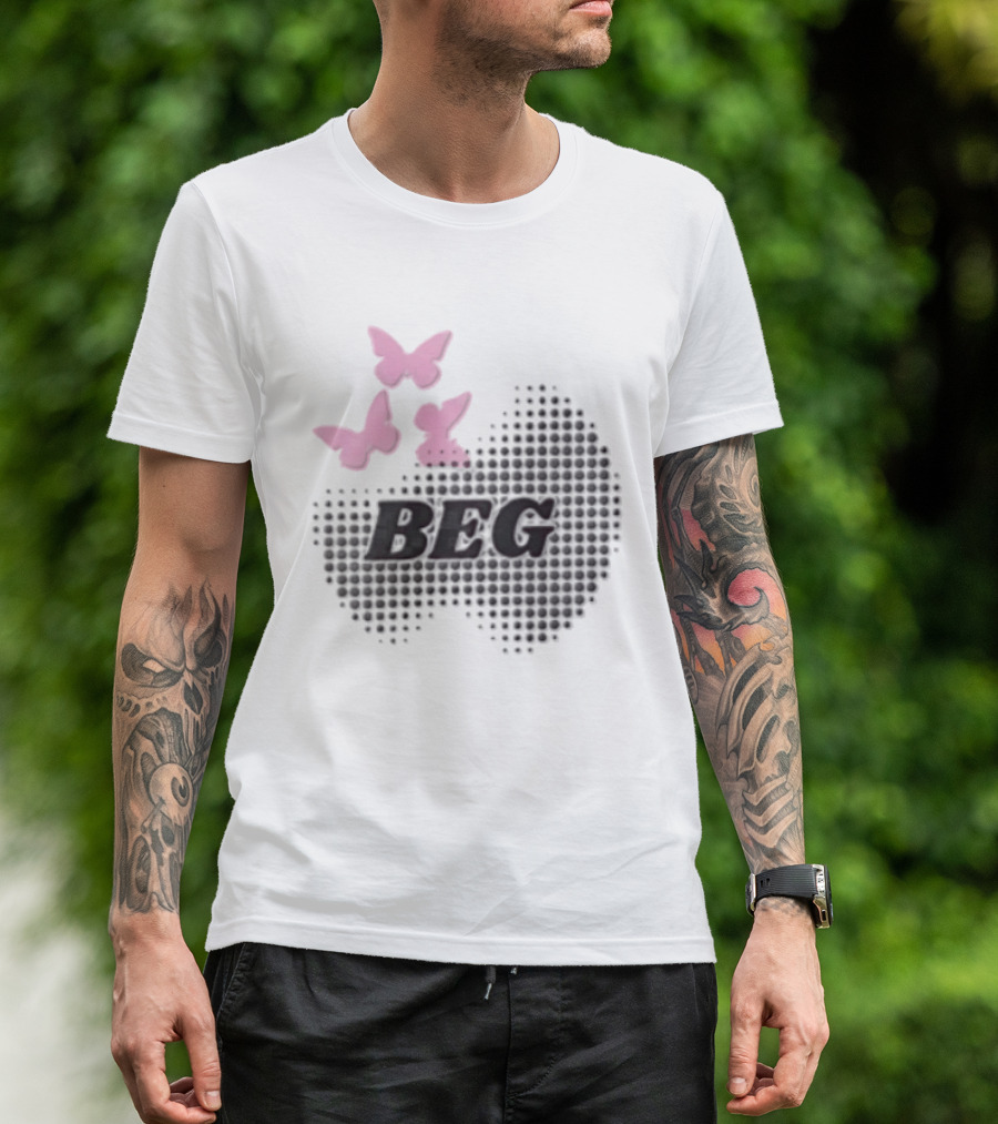 Pink Butterflies BEG Halftone T-Shirt