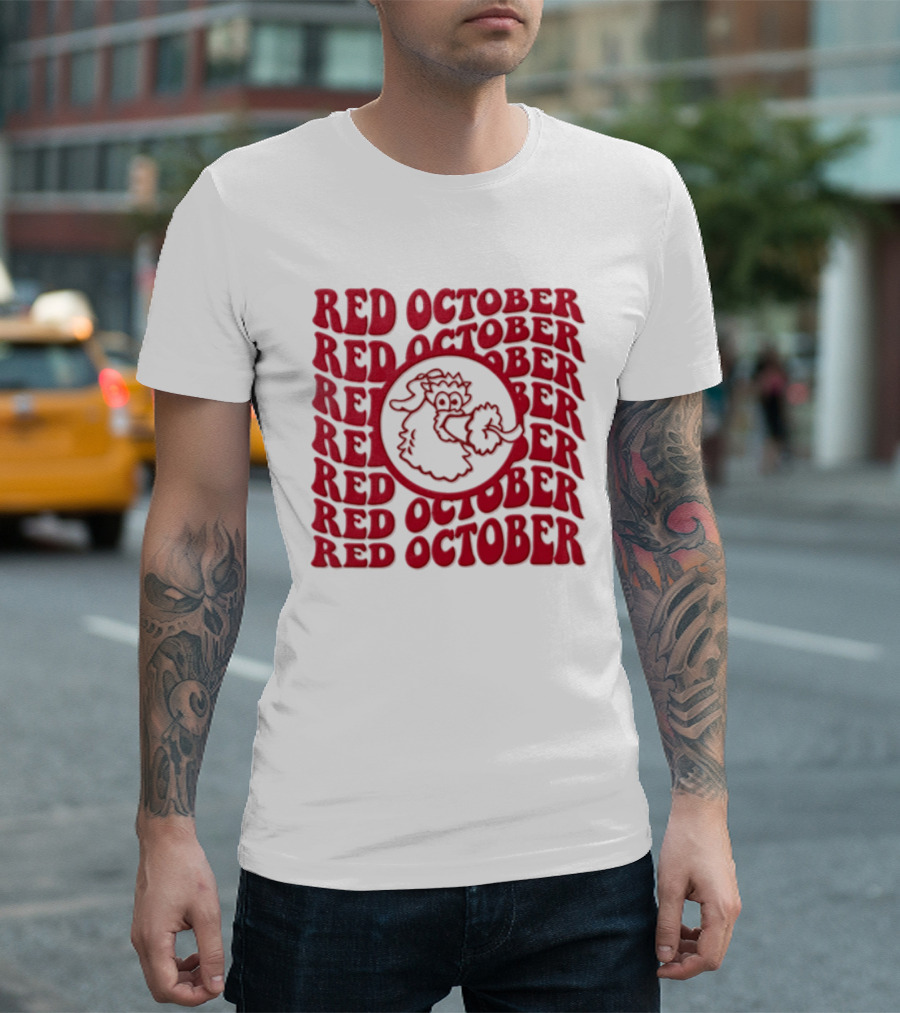 Philadelphia Phillies Red October 2023 Fan Gear With Phillie Phanatic T-Shirt