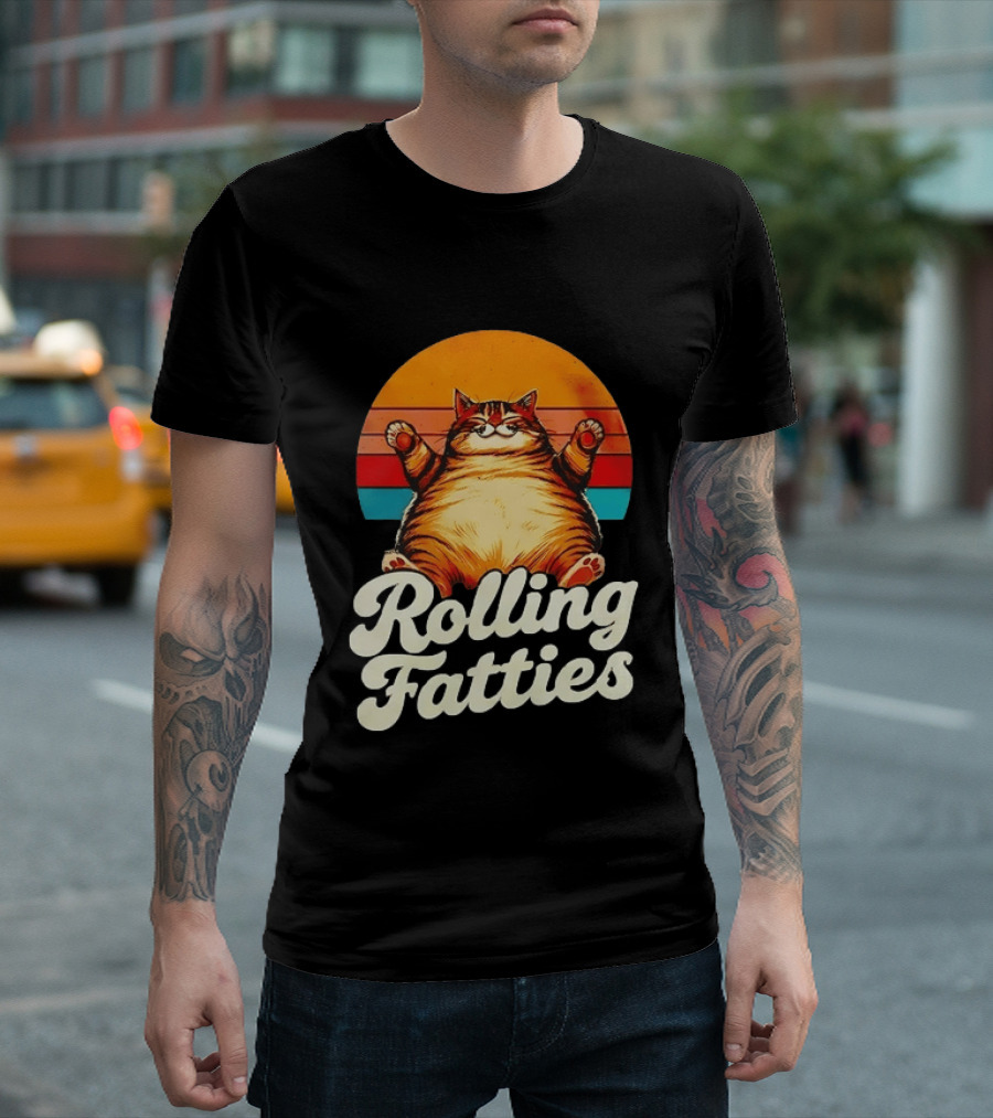 Rolling Fatties Vintage Sunset Cat T-Shirt