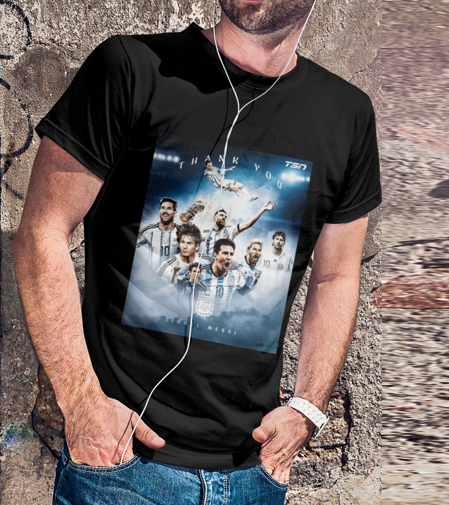 Thank You Lionel Messi TSN Argentina Soccer Legend With Trophy And Team Moments T-Shirt