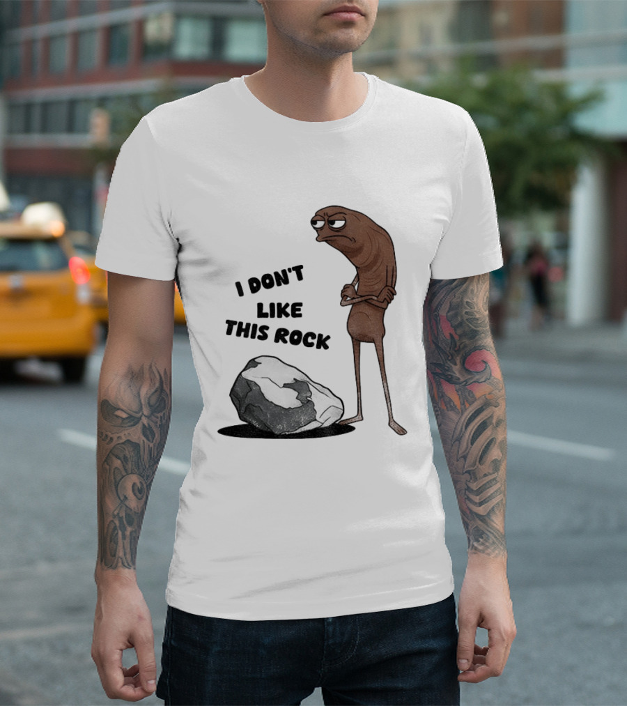Marcus The Worm I Don't Like This Rock Grumpy Cartoon Expression T-Shirt