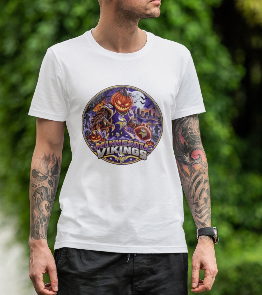 Minnesota Vikings Halloween Jack O' Lantern Football Spooky Night T-Shirt