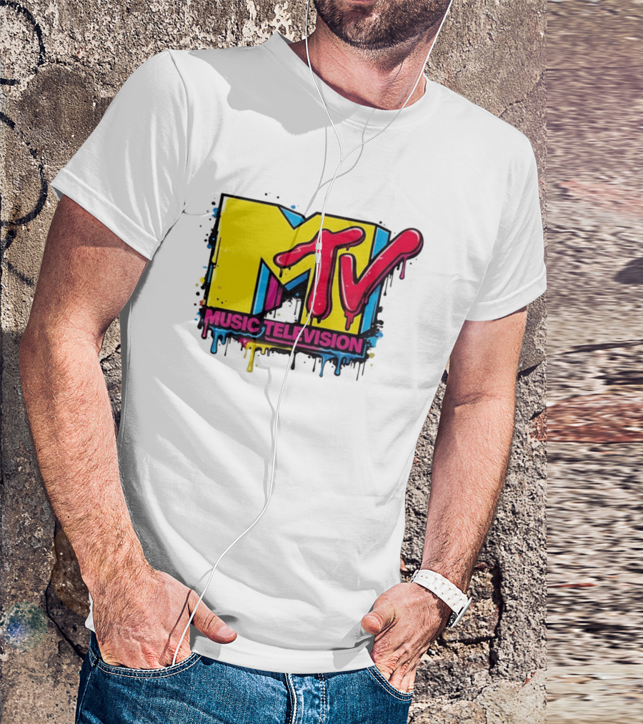 MTV Music Television 90s Nostalgia Bold Neon Drip T-Shirt