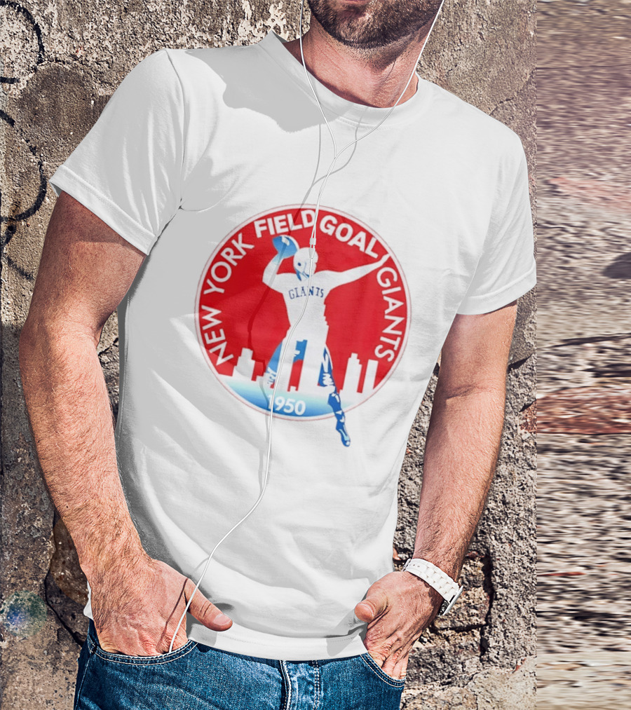 New York Field Goal Giants 1950 Football Red Skyline T-Shirt