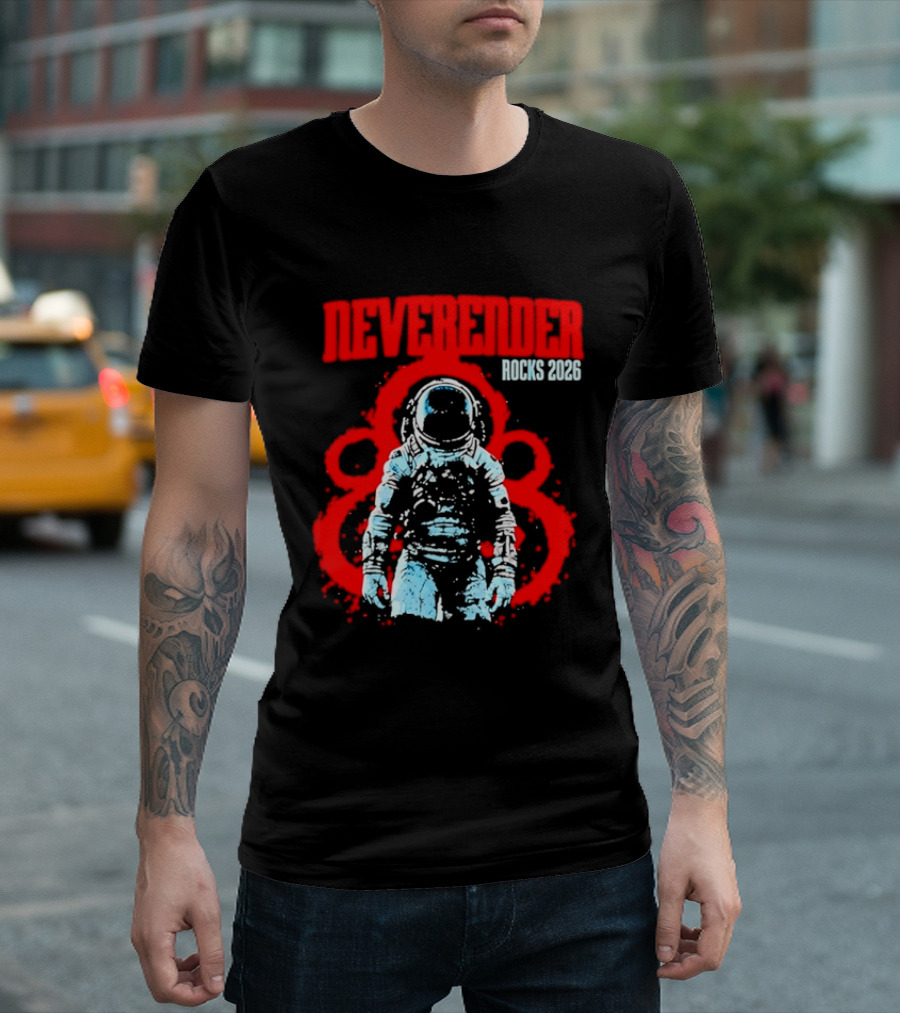 Neverender Rocks 2026 Astronaut Space Music Tour Splash T-Shirt
