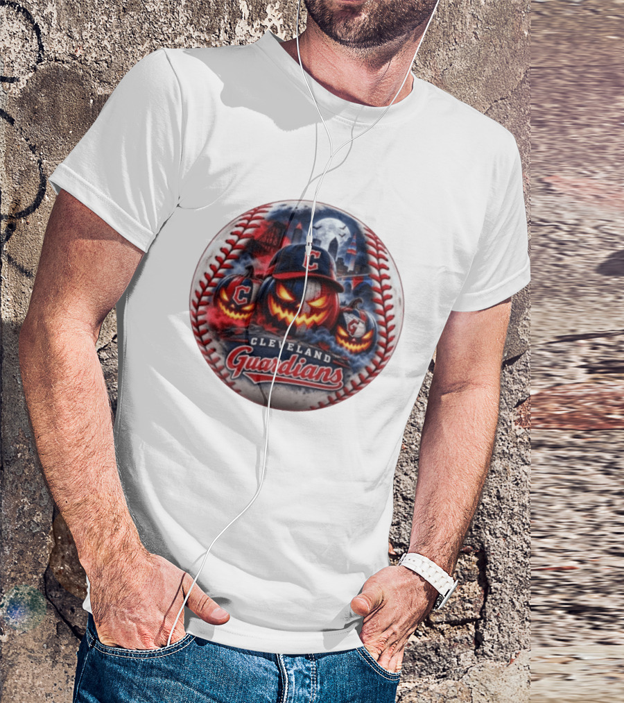 Cleveland Guardians Halloween Jack O' Lantern Spooky Baseball T-Shirt