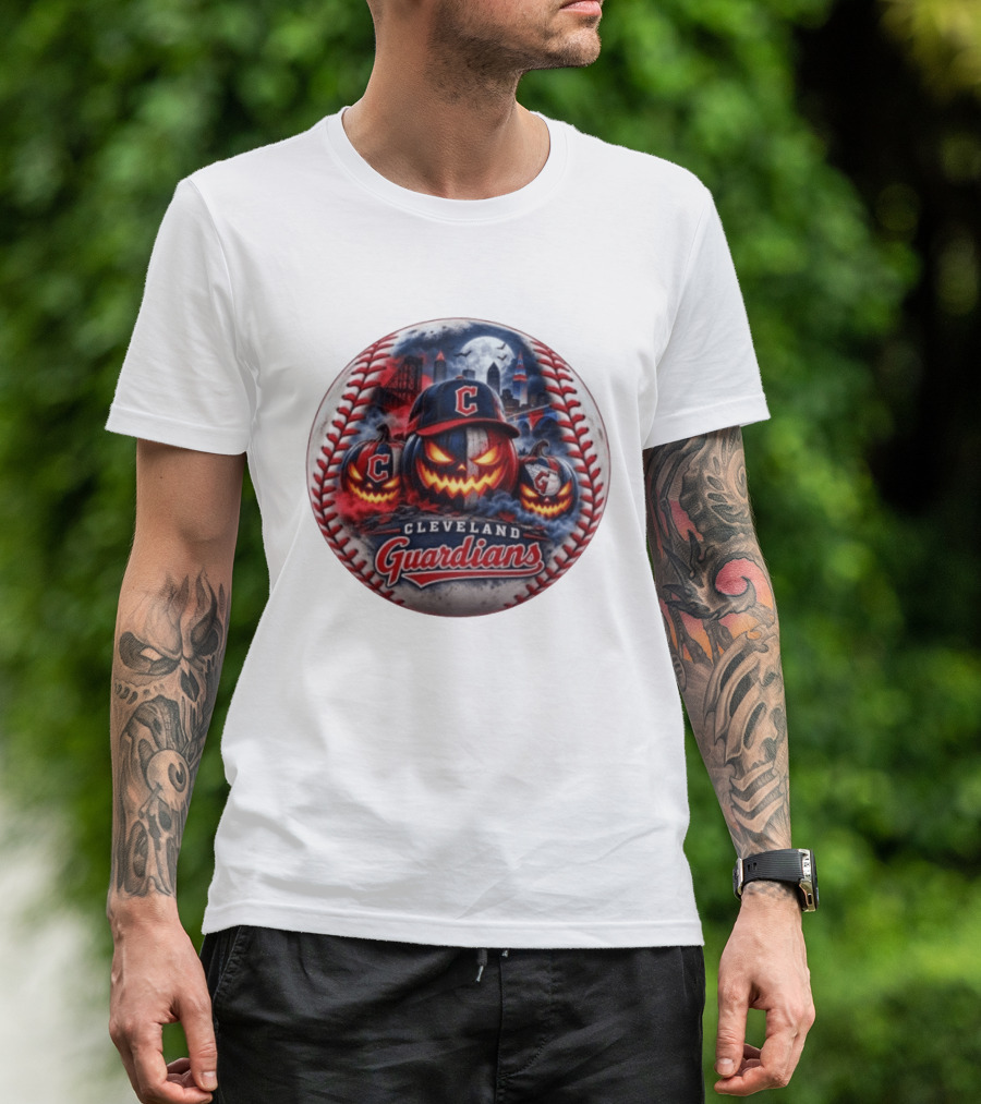 Cleveland Guardians Halloween Jack O' Lantern Spooky Baseball T-Shirt