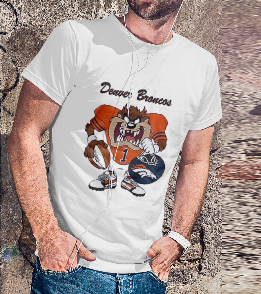 Denver Broncos Taz Looney Tunes Football Number 1 T-Shirt