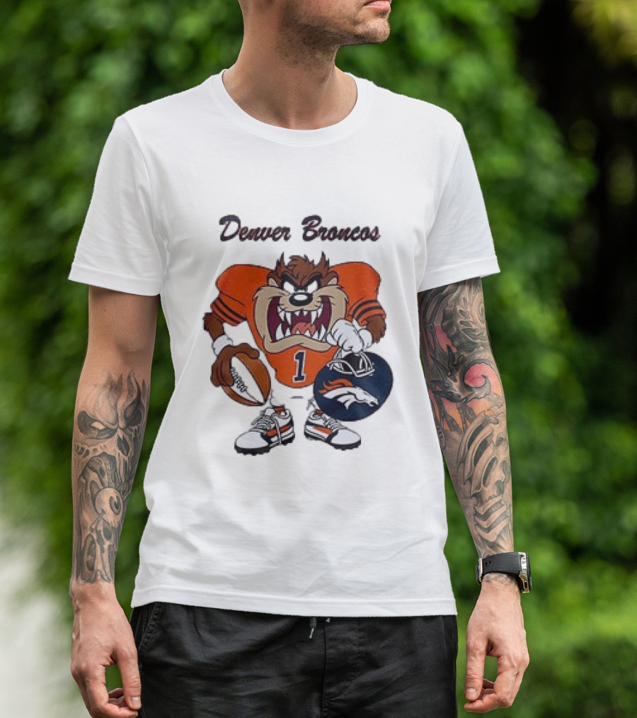 Denver Broncos Taz Looney Tunes Football Number 1 T-Shirt
