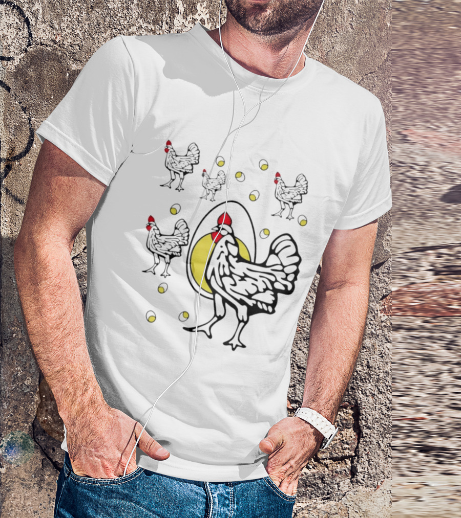 Farm Chicken And Egg Poultry Hen With Rooster And Eggs T-Shirt