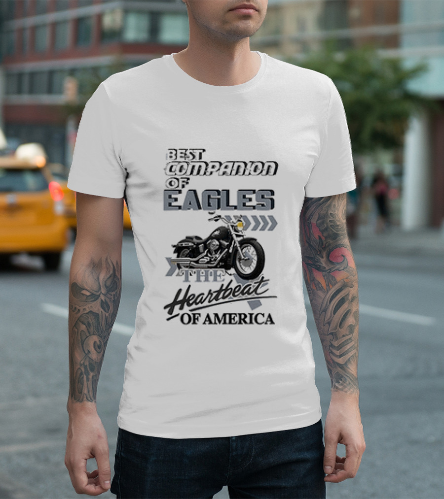 Philadelphia Eagles Best Companion Harley Davidson Heartbeat Of America T-Shirt