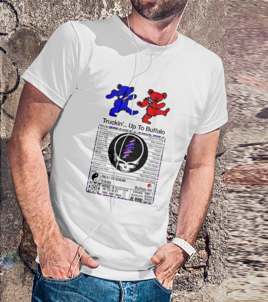Grateful Dead Dancing Bears Truckin Up To Buffalo Nutrition Label T-Shirt