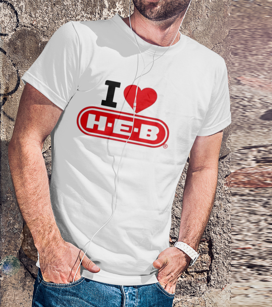 I Love H E B Texas Grocery Store Red Heart T-Shirt