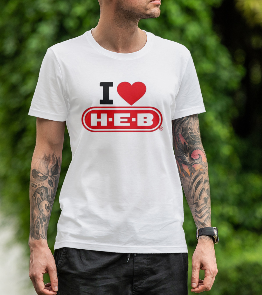 I Love H E B Texas Grocery Store Red Heart T-Shirt