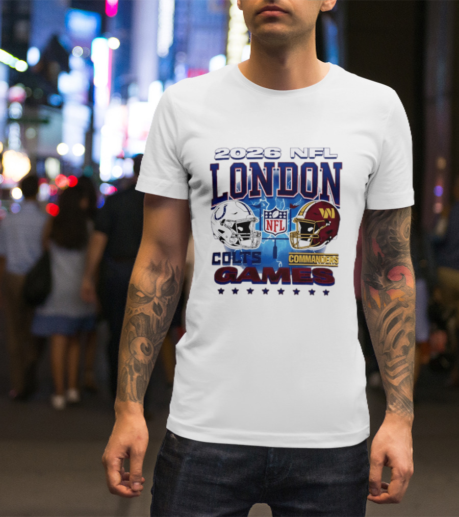 2026 NFL London Colts Commanders Games Helmets T-Shirt