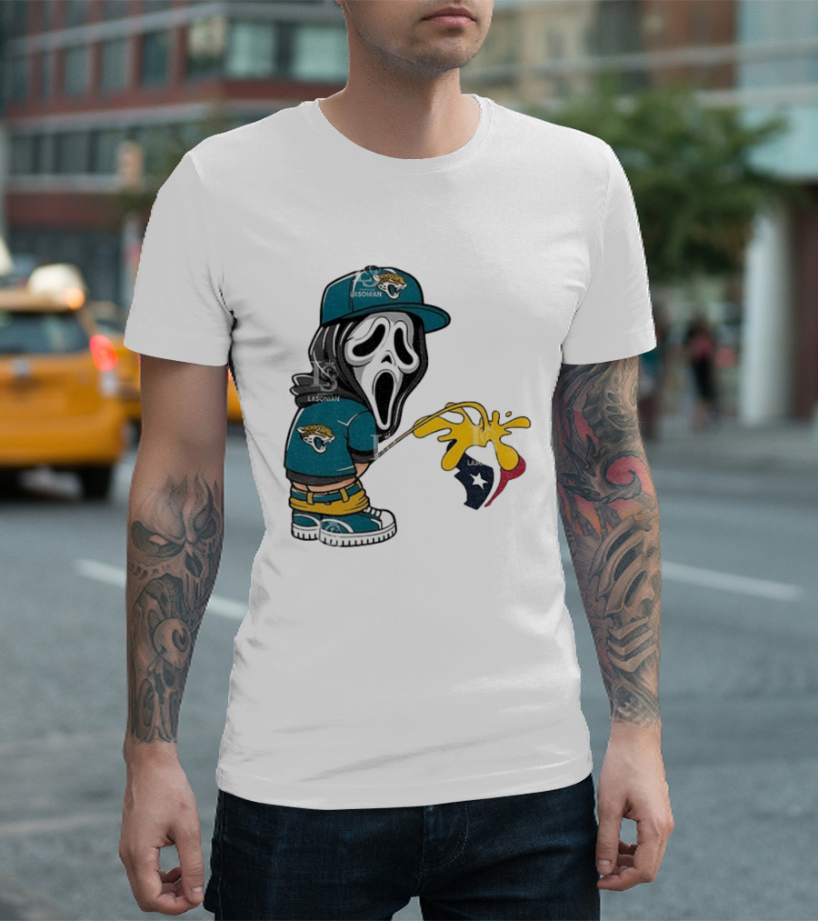 Jacksonville Jaguars Ghostface Pissing On Houston Texans T-Shirt