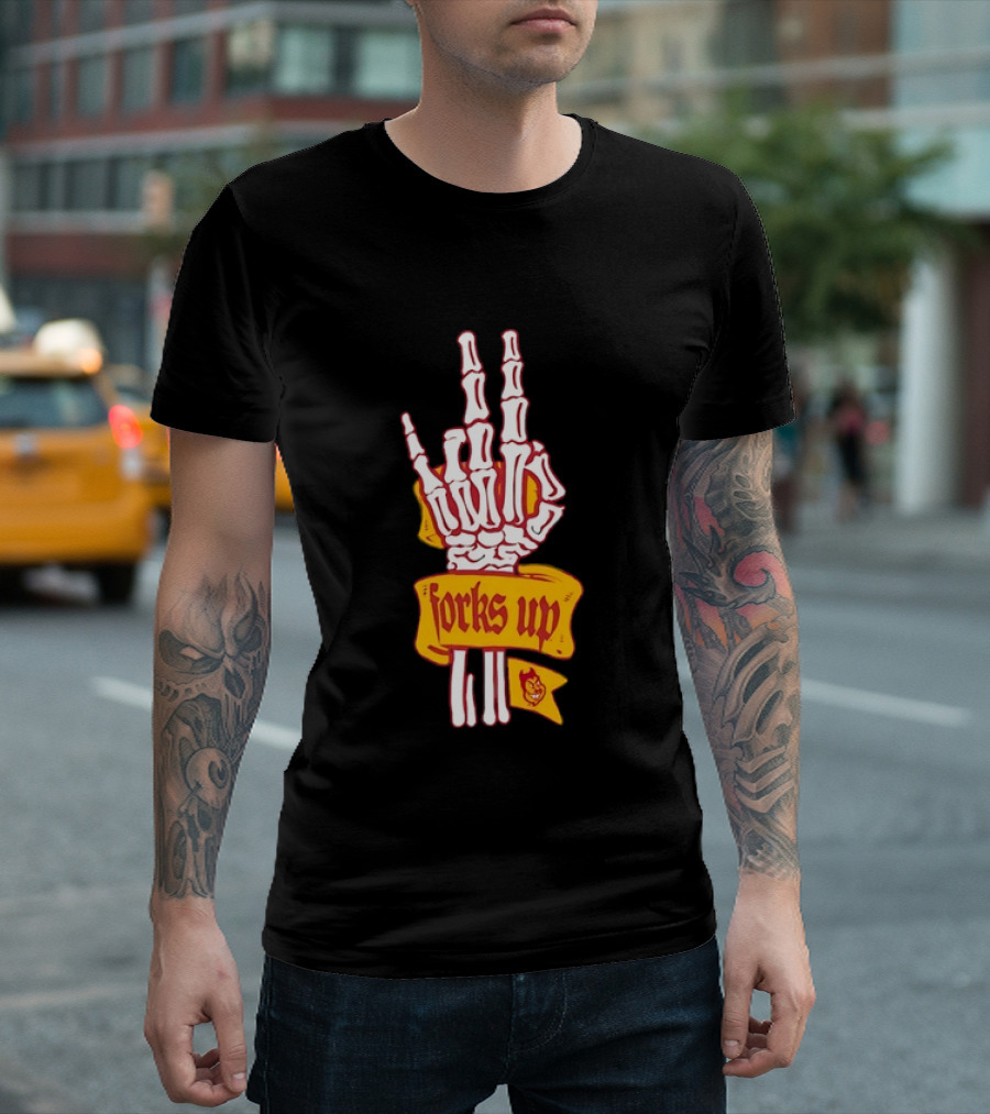 Arizona State Sun Devils Forks Up Skeleton Hand Fan Gear T-Shirt