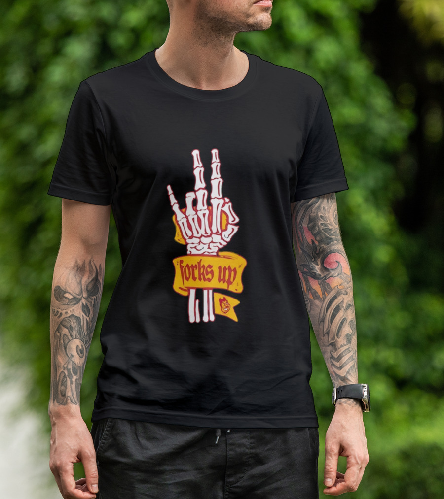 Arizona State Sun Devils Forks Up Skeleton Hand Fan Gear T-Shirt