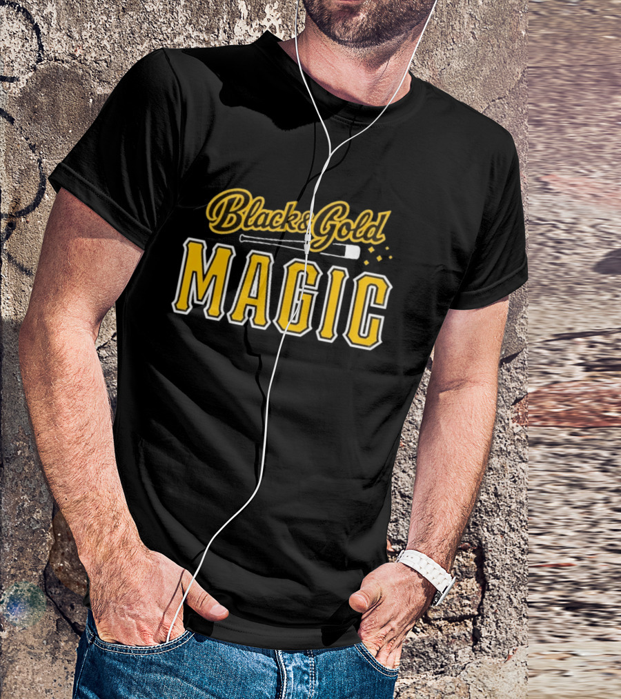 Black And Gold Magic Baseball Sports T-Shirt