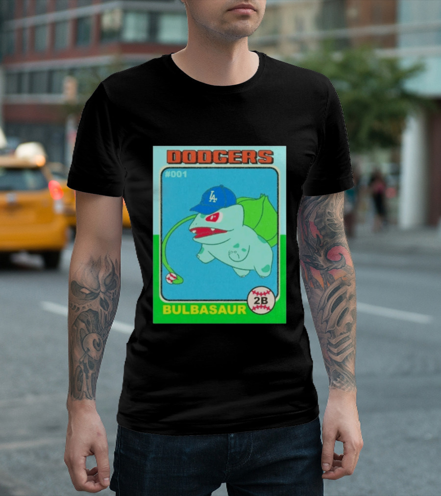 Bulbasaur Dodgers LA Cap Baseball Card No 001 T-Shirt