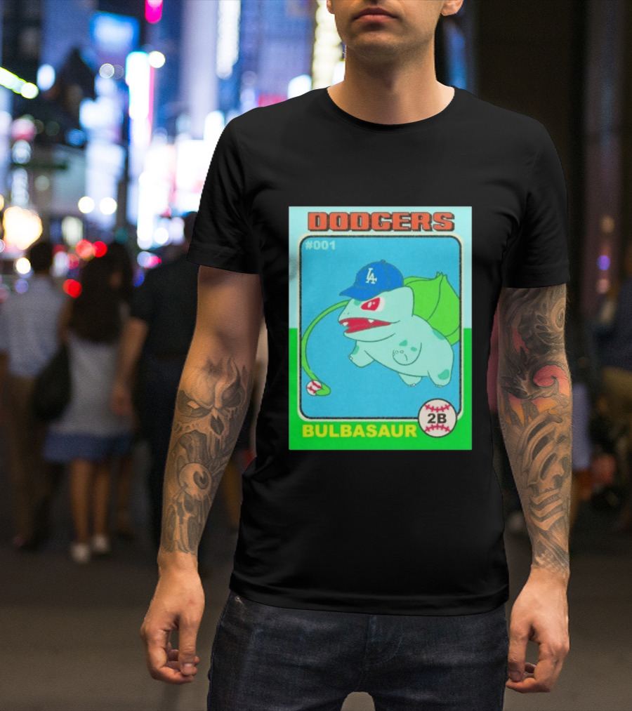Bulbasaur Dodgers LA Cap Baseball Card No 001 T-Shirt