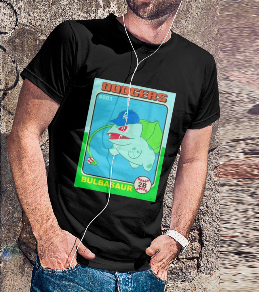 Bulbasaur Dodgers LA Cap Baseball Card No 001 T-Shirt