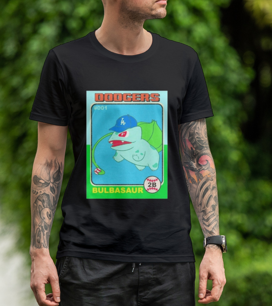 Bulbasaur Dodgers LA Cap Baseball Card No 001 T-Shirt