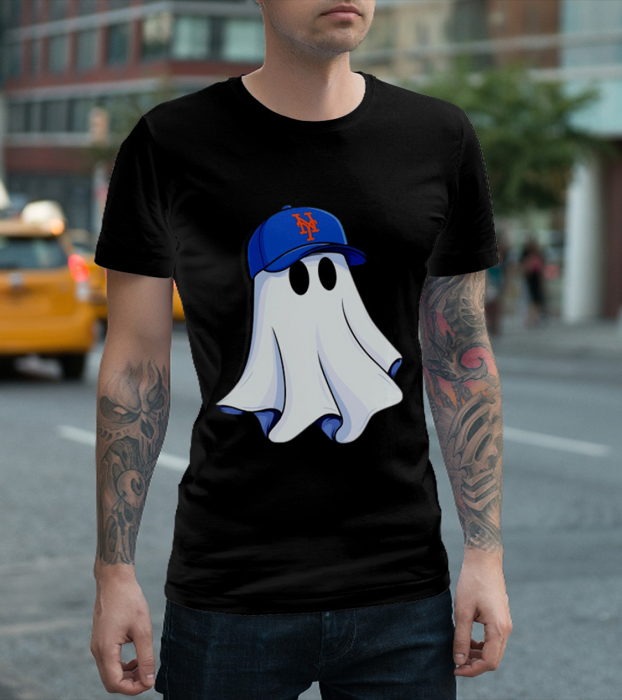 New York Mets MLB Ghost Baseball Halloween T-Shirt