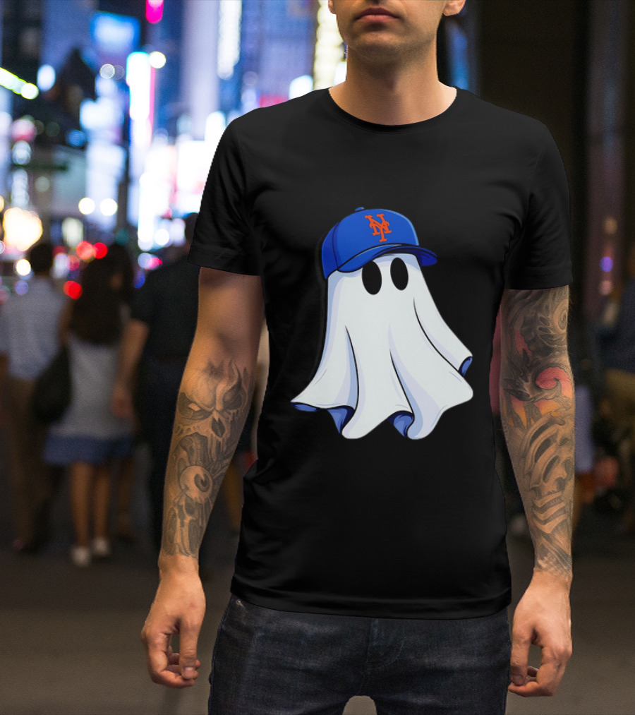 New York Mets MLB Ghost Baseball Halloween T-Shirt