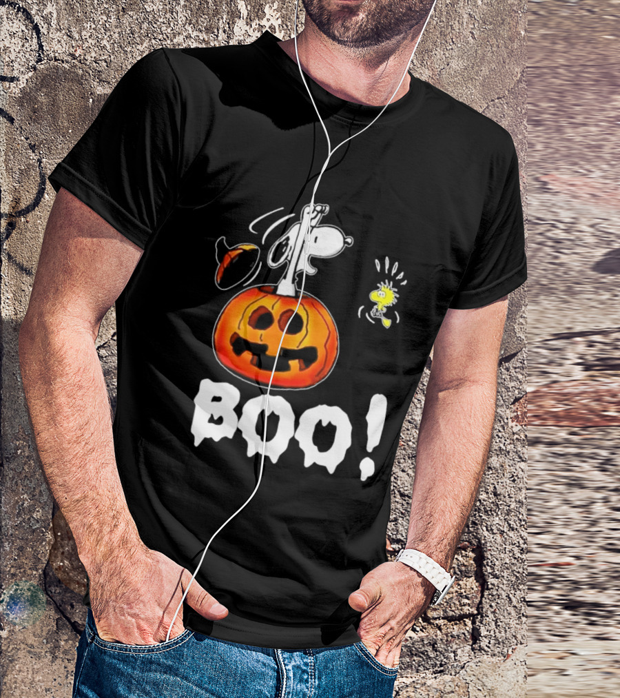 Snoopy Pumpkin Costume Woodstock Halloween BOO Peanuts T-Shirt