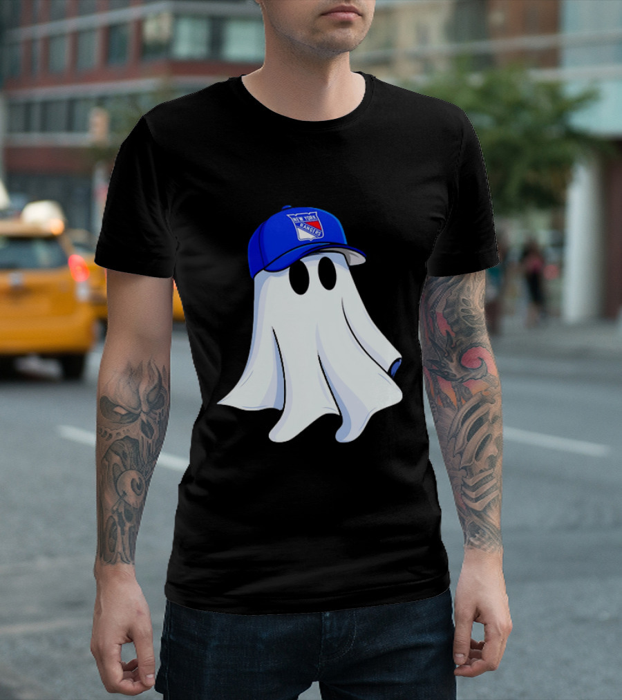 New York Rangers Ghost With Blue Cap Halloween T-Shirt