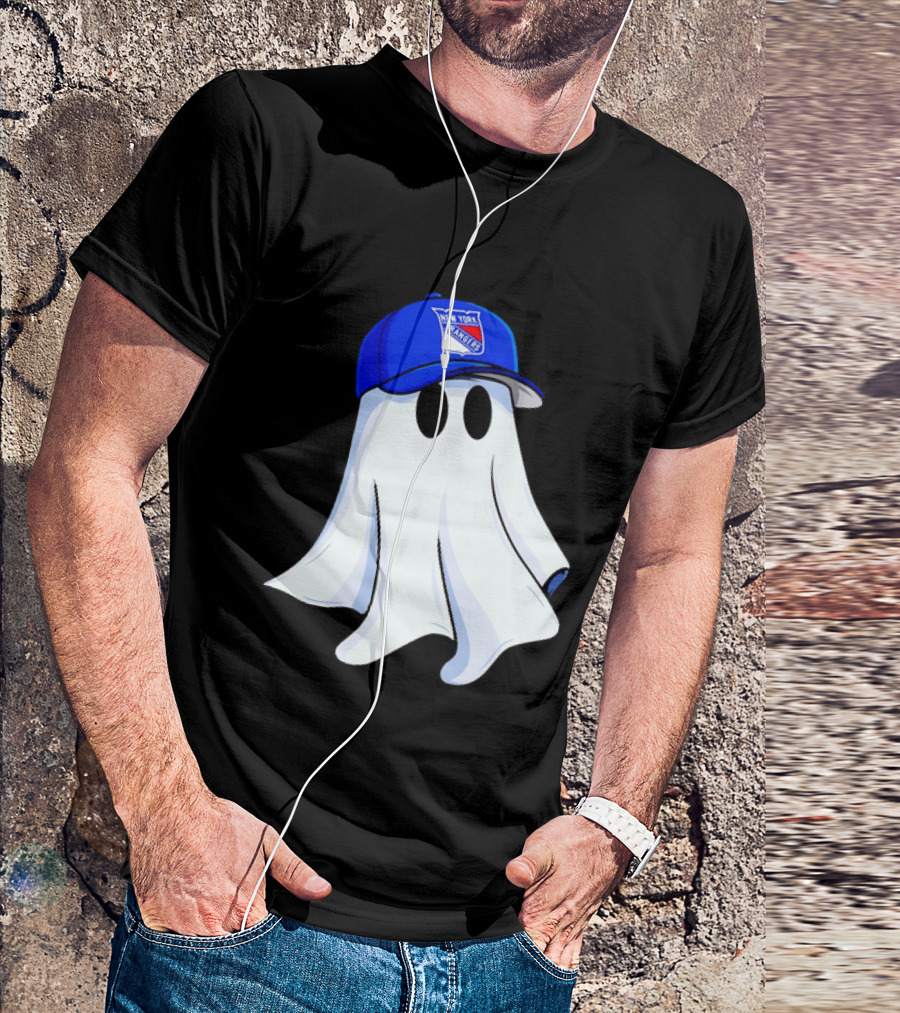 New York Rangers Ghost With Blue Cap Halloween T-Shirt