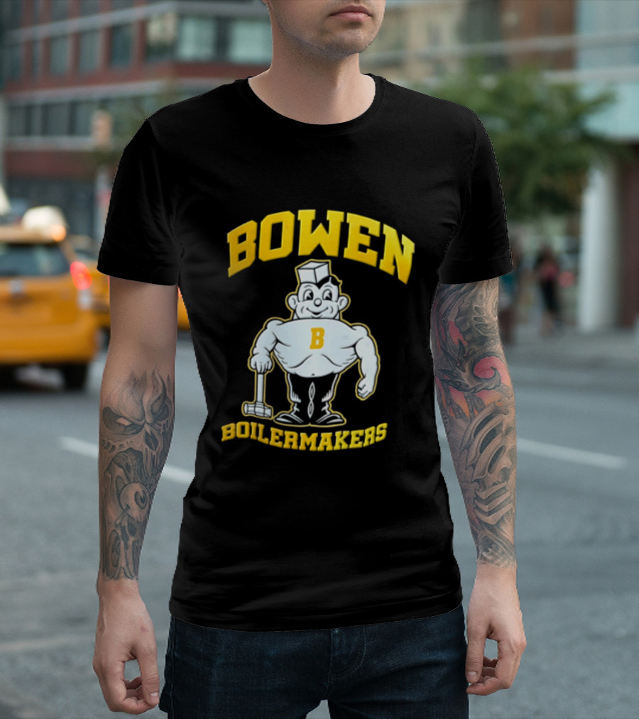 Bowen Purdue Boilermakers Muscular Cartoon T-Shirt