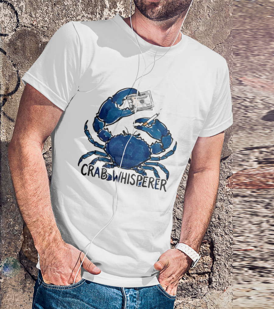 Crab Whisperer Blue Crab Holding Paintbrush Meme T-Shirt