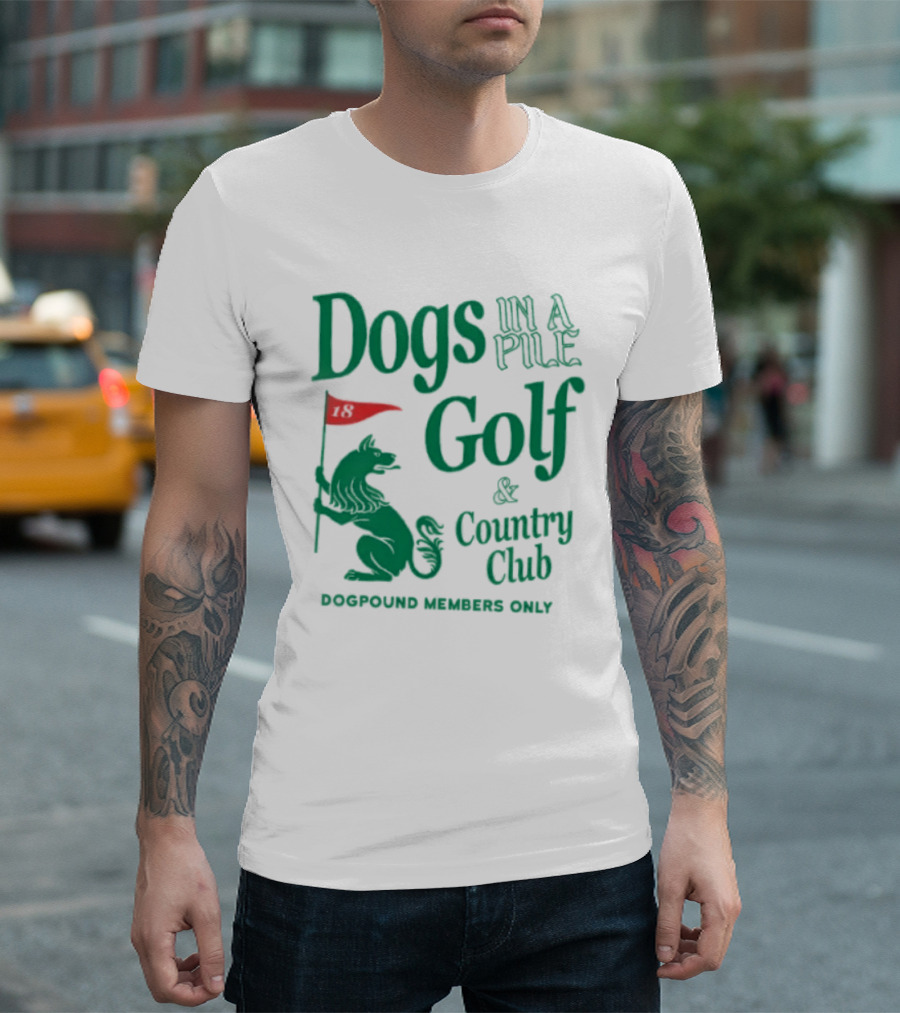 Dogs In A Pile Golf And Country Club Doghouse Wherever Cozy T-Shirt