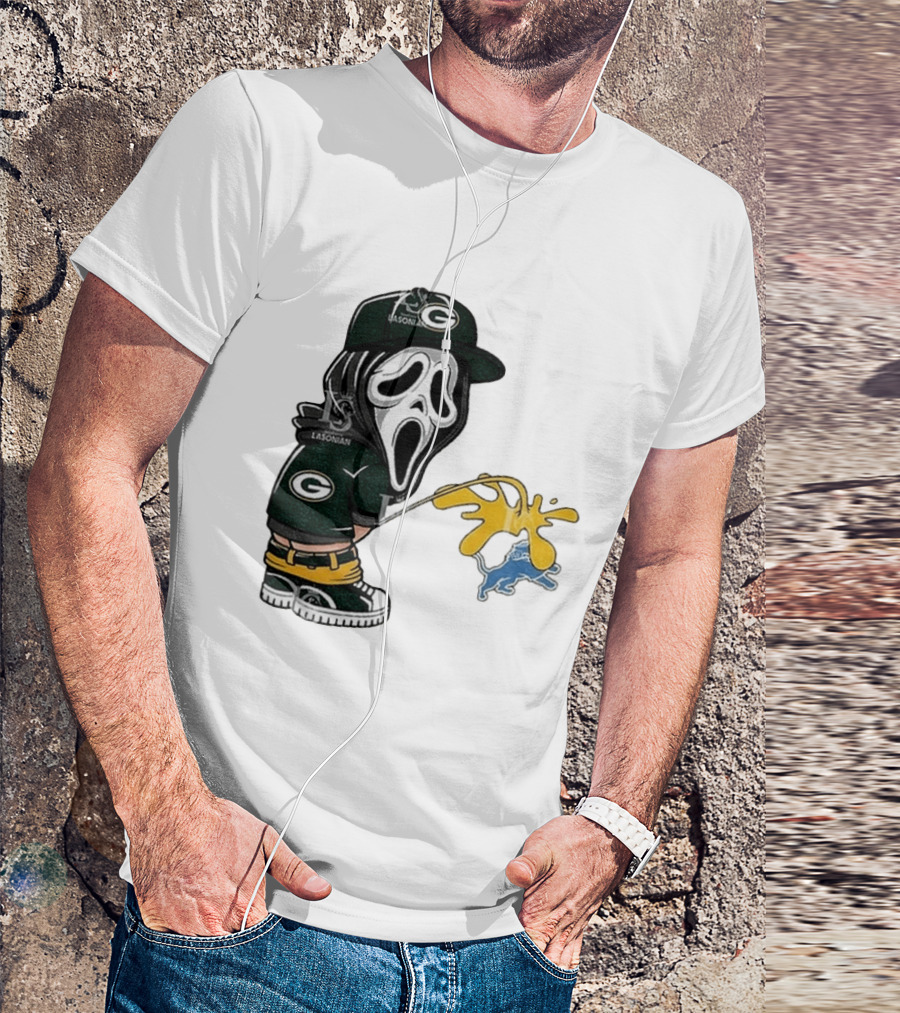 Green Bay Packers Ghostface Pissing On Detroit Lions NFL Rivalry T-Shirt