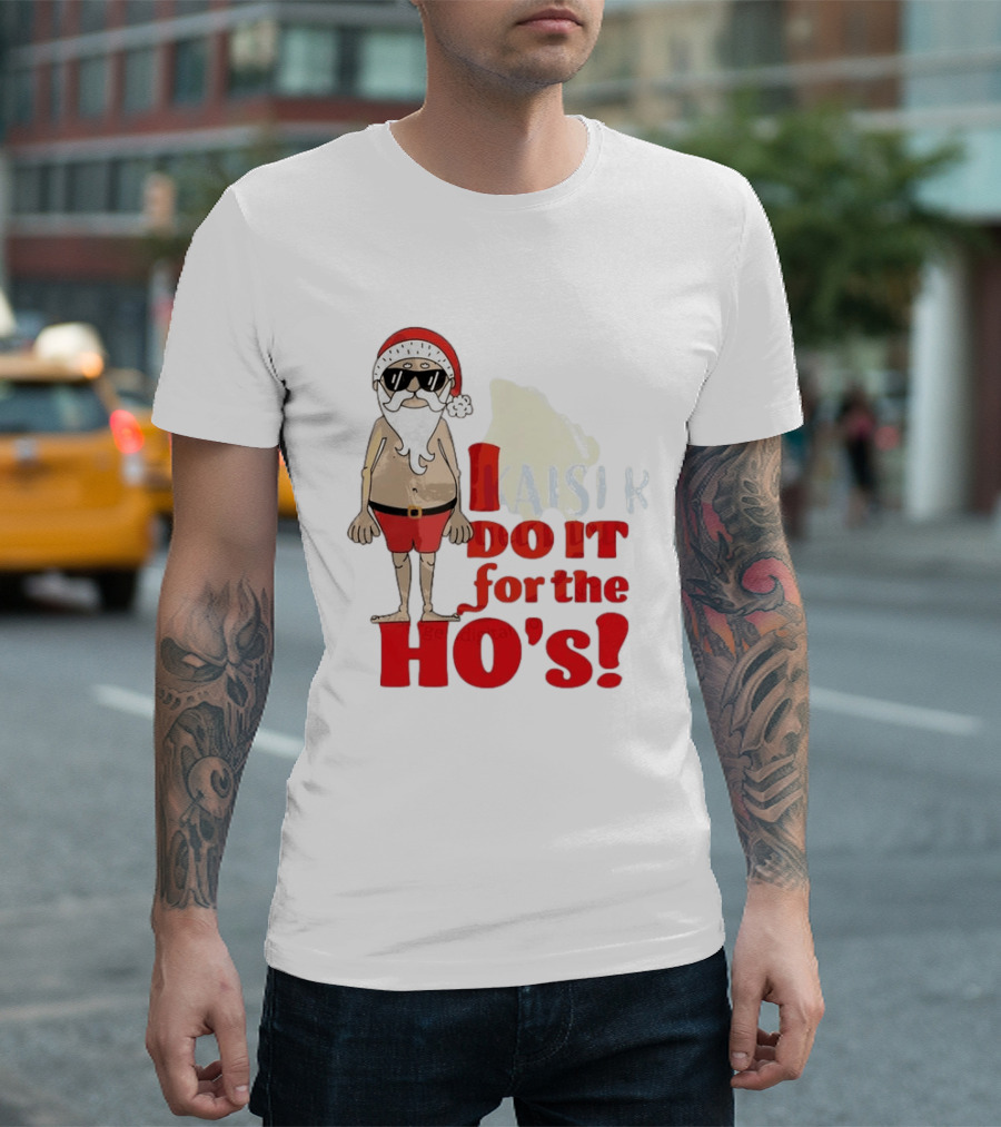 Santa Claus I Do It For The Ho's Funny Christmas Topless Sunglasses T-Shirt
