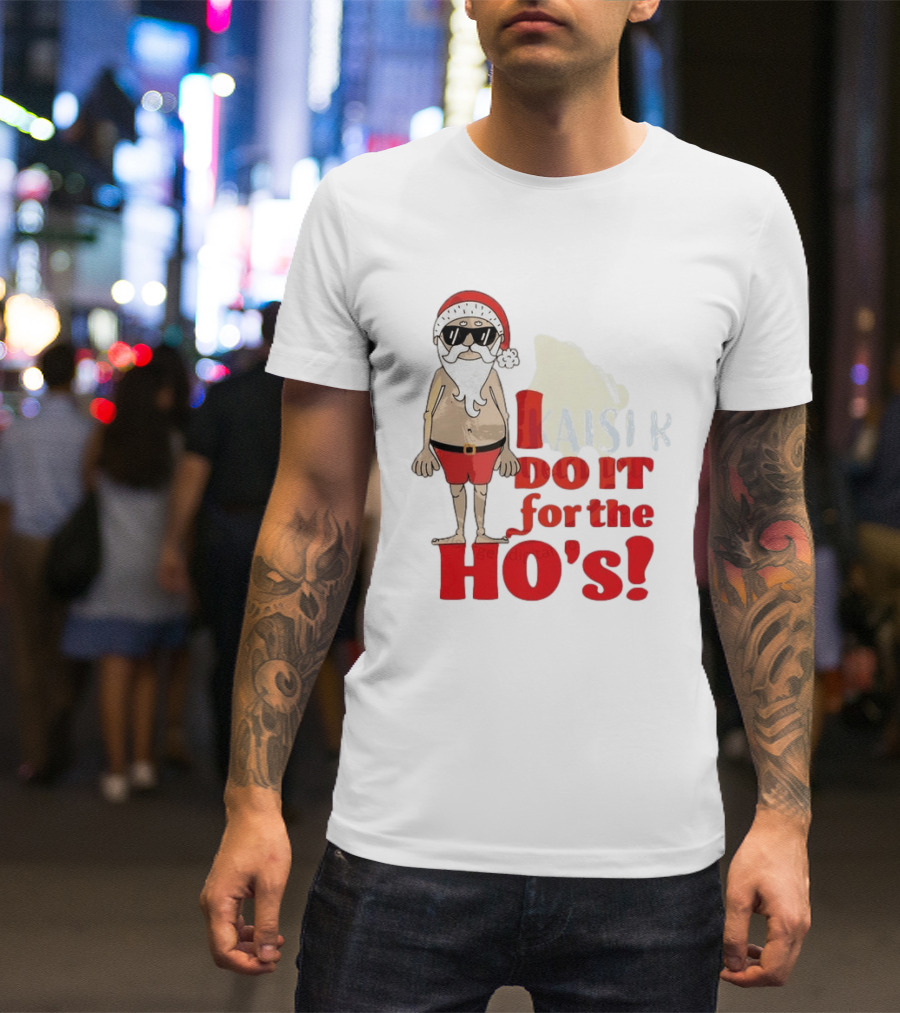 Santa Claus I Do It For The Ho's Funny Christmas Topless Sunglasses T-Shirt