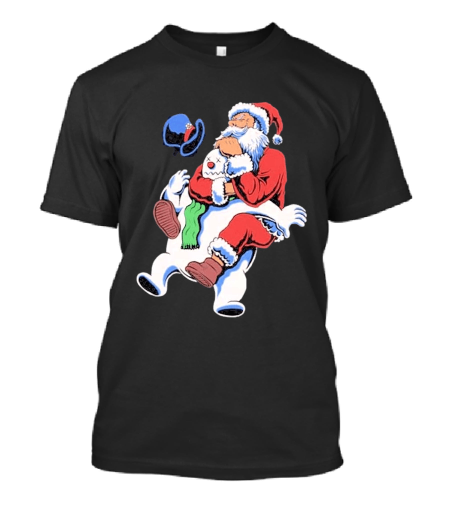 Jiu Jitsu Santa Rear Naked Choke Snowman Christmas T-Shirt