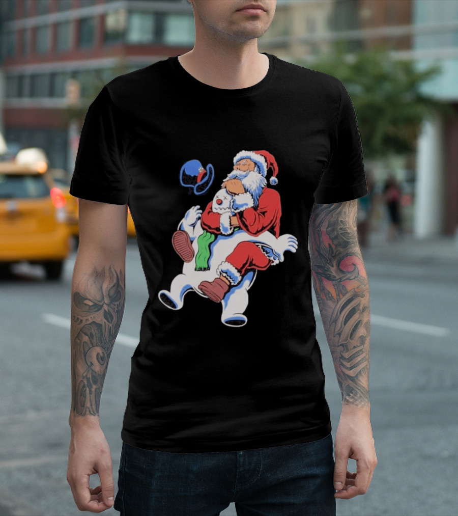 Jiu Jitsu Santa Rear Naked Choke Snowman Christmas T-Shirt
