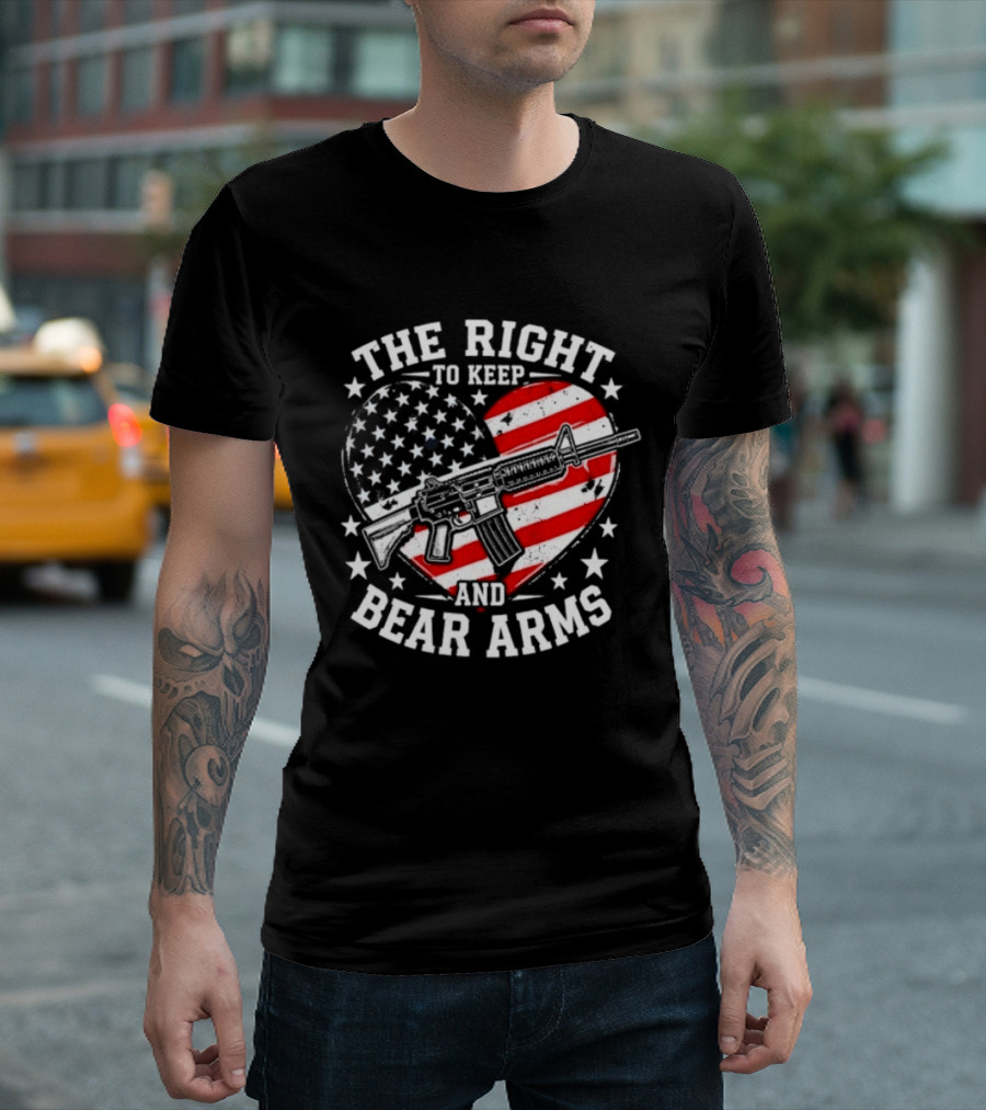 The Right To Keep And Bear Arms Heart Flag Rifle Stars T-Shirt