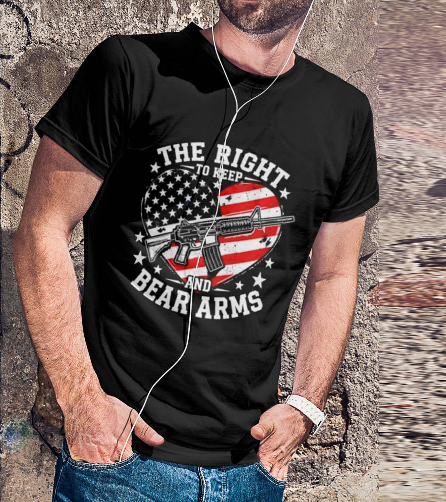 The Right To Keep And Bear Arms Heart Flag Rifle Stars T-Shirt