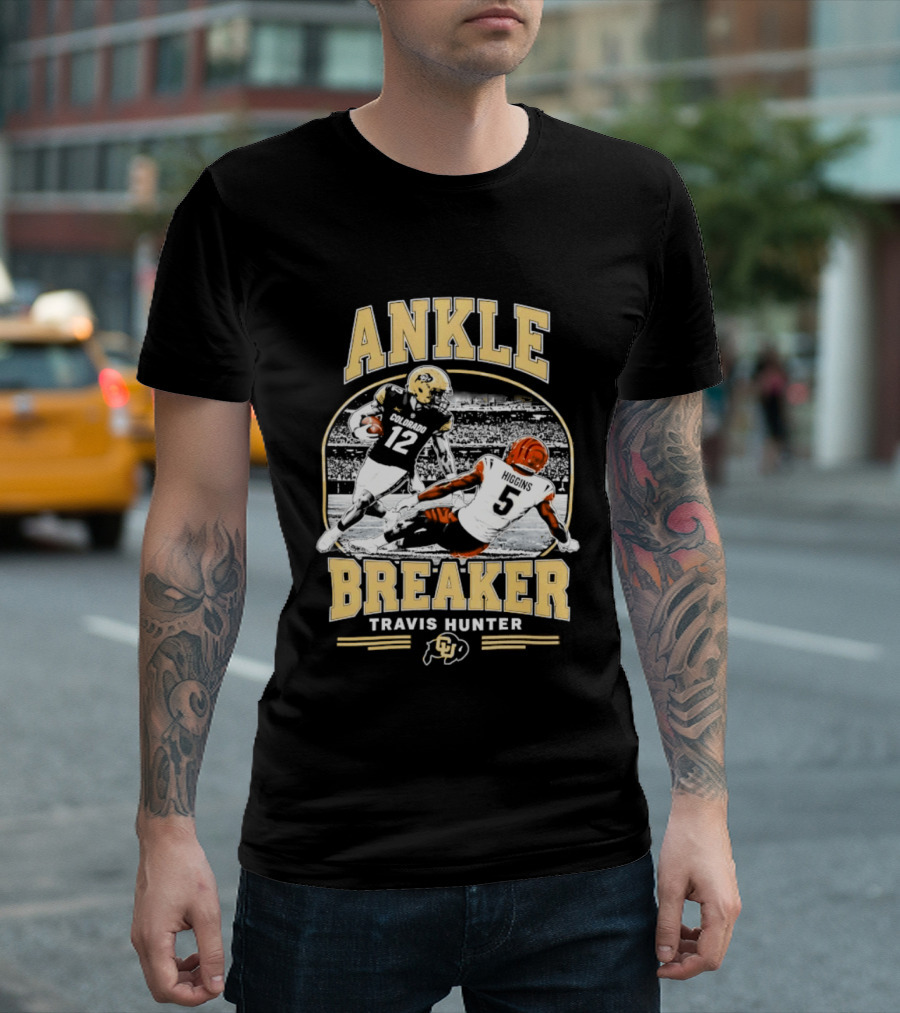 Ankle Breaker Travis Hunter Number 12 Colorado Higgins Number 5 Bengals Football T-Shirt