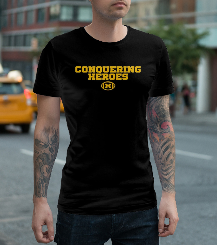Michigan Wolverines Conquering Heroes Football M T-Shirt