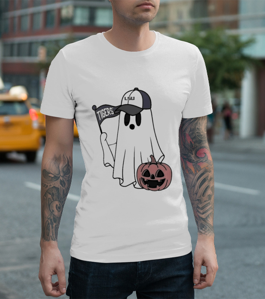 Lsu Tigers NCAA Football Halloween Ghost Pumpkin Fan Gear T-Shirt